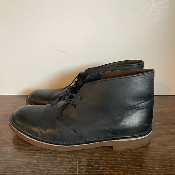 Clarks Navy Leather Chukka Boots Men’s 9 - Picture 3 of 12